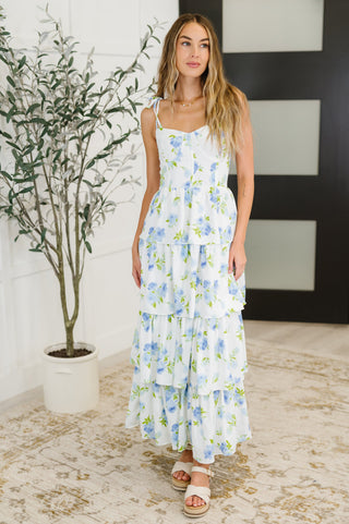 Bloomie Baby Tiered Dress in Ivory/Blue-Dresses-Ave Shops-Motis & Co Boutique, Women's Fashion Boutique in Carthage, Missouri