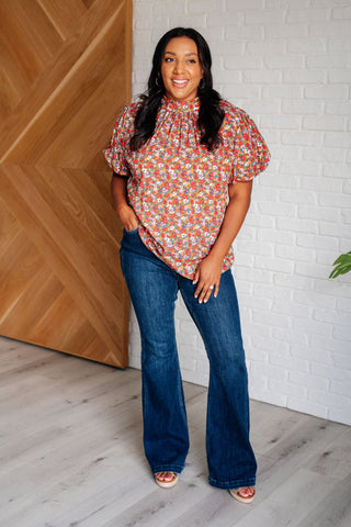 Bohemian Moment Floral Mock Neck Blouse-Blouses-Ave Shops-Motis & Co Boutique, Women's Fashion Boutique in Carthage, Missouri