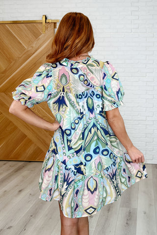 Boho Belle V-Neck Tiered Dress in Green Mix-Womens-Ave Shops-Motis & Co Boutique, Women's Fashion Boutique in Carthage, Missouri