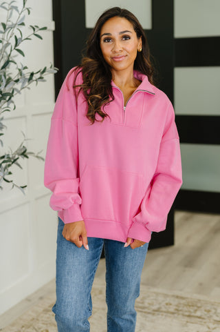Bonbon Delight Half Zip Pullover in Pink-Pullovers-Ave Shops-Motis & Co Boutique, Women's Fashion Boutique in Carthage, Missouri