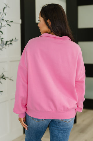 Bonbon Delight Half Zip Pullover in Pink-Pullovers-Ave Shops-Motis & Co Boutique, Women's Fashion Boutique in Carthage, Missouri