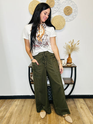 Jonah Wide Leg Linen Pants in Olive-Pants-GiGiO-Motis & Co Boutique, Women's Fashion Boutique in Carthage, Missouri