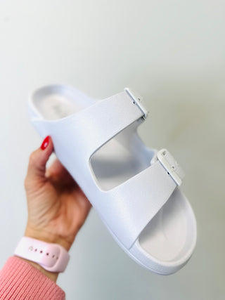 Hey Girl Corkys White Waterslide Sandal-Sandals-MOTIS-Motis & Co Boutique, Women's Fashion Boutique in Carthage, Missouri