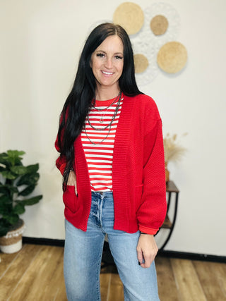 Barb Striped Crew Neck Pullover -Red-Pullovers-staccato-Motis & Co Boutique, Women's Fashion Boutique in Carthage, Missouri