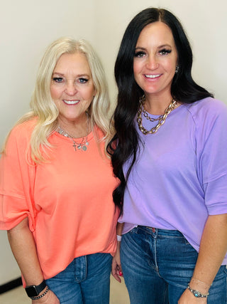 Bridget Short Sleeve Lilac Top-Short Sleeves-Andree-Motis & Co Boutique, Women's Fashion Boutique in Carthage, Missouri