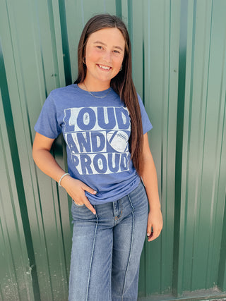 Loud and Proud Blue Graphic Tee-Graphic Tees-P&PD-Motis & Co Boutique, Women's Fashion Boutique in Carthage, Missouri