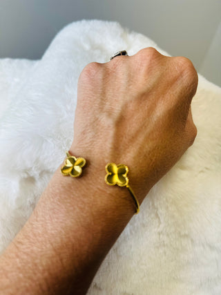 Gold Water Resistant Clover Cuff Bracelet | The Clover