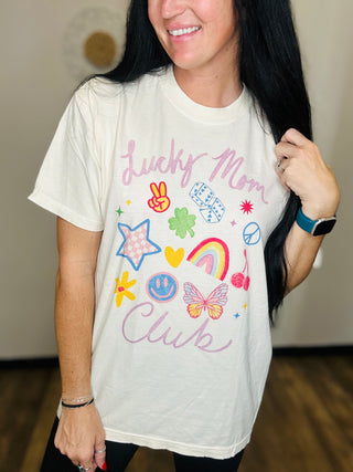 Lucky Mom Club Retro Graphic Tee-Graphic Tees-Poppy & Pine-Motis & Co Boutique, Women's Fashion Boutique in Carthage, Missouri
