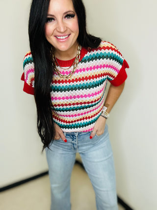 Roxy Ruffle Short Sleeve Sweater-Short Sleeves-Motis & CO-Motis & Co Boutique, Women's Fashion Boutique in Carthage, Missouri