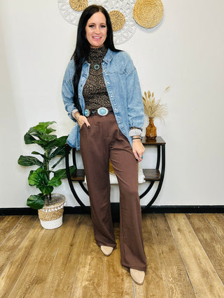 Spencer Pleated Wide Leg Pants - Brown-Pants-Hem & Thread-Motis & Co Boutique, Women's Fashion Boutique in Carthage, Missouri