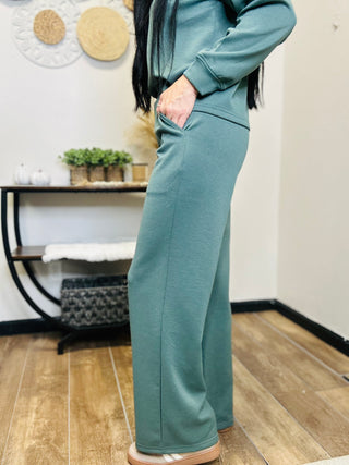 Scuba Crewneck Wide Leg Set Clover-Sets-Zenana-Motis & Co Boutique, Women's Fashion Boutique in Carthage, Missouri