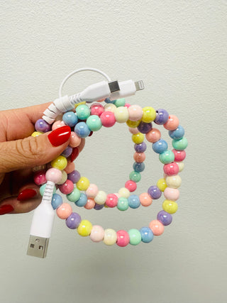 Pink Cotton Candy Beaded Phone Charger-Phone Accessories-P&PD-Motis & Co Boutique, Women's Fashion Boutique in Carthage, Missouri