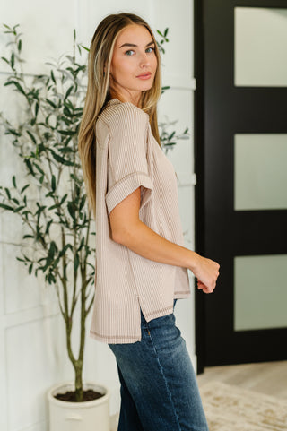 Catch Me Loungin’ Cable Ribbed Knit Top in Ash Mocha-Sweaters-Ave Shops-Motis & Co Boutique, Women's Fashion Boutique in Carthage, Missouri