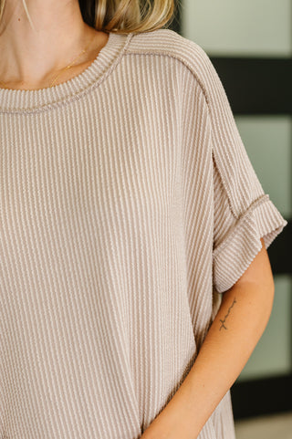 Catch Me Loungin’ Cable Ribbed Knit Top in Ash Mocha-Sweaters-Ave Shops-Motis & Co Boutique, Women's Fashion Boutique in Carthage, Missouri