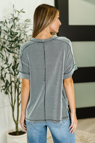 Catch Me Loungin’ Cable Ribbed Knit Top in Black and White-Sweaters-Ave Shops-Motis & Co Boutique, Women's Fashion Boutique in Carthage, Missouri