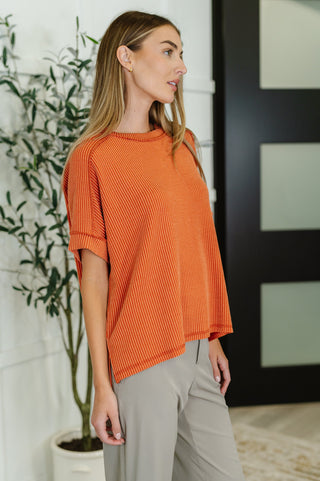 Catch Me Loungin’ Cable Ribbed Knit Top in Burnt Orange-Sweaters-Ave Shops-Motis & Co Boutique, Women's Fashion Boutique in Carthage, Missouri