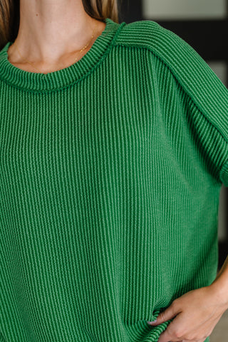 Catch Me Loungin’ Cable Ribbed Knit Top in Dark Green-Sweaters-Ave Shops-Motis & Co Boutique, Women's Fashion Boutique in Carthage, Missouri
