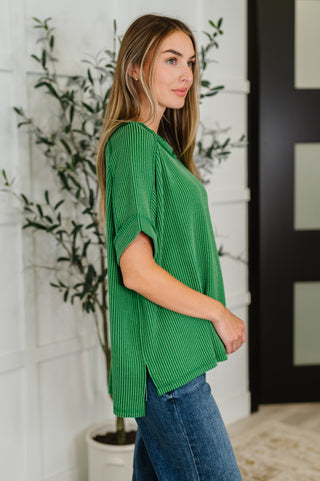 Catch Me Loungin’ Cable Ribbed Knit Top in Dark Green-Sweaters-Ave Shops-Motis & Co Boutique, Women's Fashion Boutique in Carthage, Missouri
