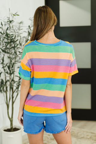 Color Theory Drop Shoulder Top in Blue, Yellow and Pink-Short Sleeves-Ave Shops-Motis & Co Boutique, Women's Fashion Boutique in Carthage, Missouri