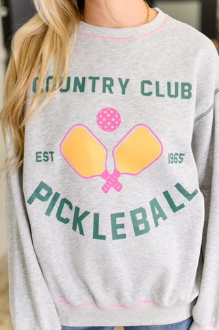 Country Club Pickle Ball Graphic Sweatshirt-Graphic Sweaters-Ave Shops-Motis & Co Boutique, Women's Fashion Boutique in Carthage, Missouri