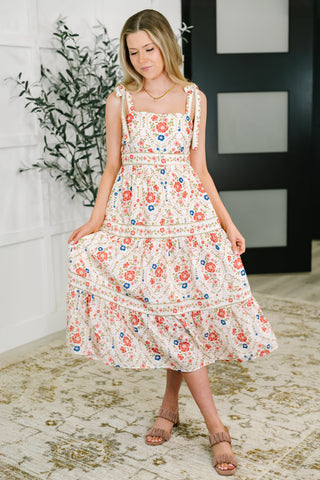 Country Crush Adjustable Strap Dress in Cream and Red-Dresses-Ave Shops-Motis & Co Boutique, Women's Fashion Boutique in Carthage, Missouri
