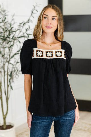 Craft Night Crochet Detail Top-Blouses-Ave Shops-Motis & Co Boutique, Women's Fashion Boutique in Carthage, Missouri