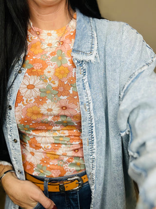 Chambray Denim Button Down Shirt-Long Sleeves-Blue Velvet-Motis & Co Boutique, Women's Fashion Boutique in Carthage, Missouri