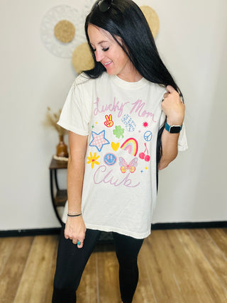 Lucky Mom Club Retro Graphic Tee-Graphic Tees-Poppy & Pine-Motis & Co Boutique, Women's Fashion Boutique in Carthage, Missouri