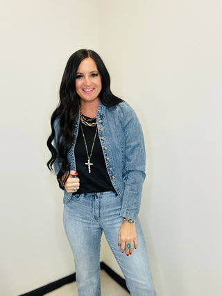 Savannah Jane Denim Jacket-Jackets-Savannah Jane-Motis & Co Boutique, Women's Fashion Boutique in Carthage, Missouri