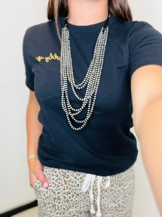 Giddy Up Black Pocket Tee-Graphic Tees-Rodeo Hippie-Motis & Co Boutique, Women's Fashion Boutique in Carthage, Missouri