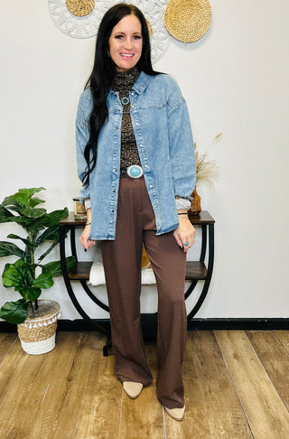 Keri Denim Snap Front Top-Long Sleeves-Very J-Motis & Co Boutique, Women's Fashion Boutique in Carthage, Missouri