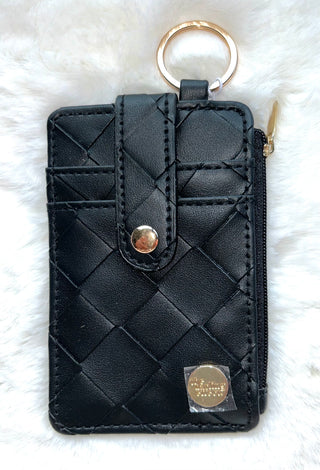 Black Woven Keychain Card Wallet-Wallets-Darling Effect-Motis & Co Boutique, Women's Fashion Boutique in Carthage, Missouri