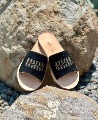 Nadia Black Western Boot Stitch Slides-Sandals-Agave Sky-Motis & Co Boutique, Women's Fashion Boutique in Carthage, Missouri