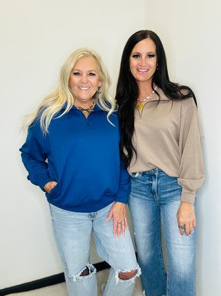 Scuba Half Zip Casual Pullover in Cocoa - Zuri-Pullovers-Zenana-Motis & Co Boutique, Women's Fashion Boutique in Carthage, Missouri