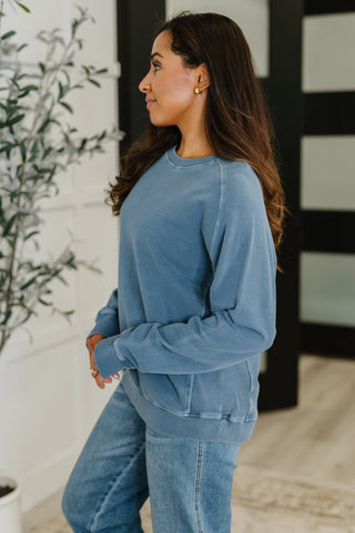Daily Ease Mineral Wash Pullover in Dusty Blue-Pullovers-Ave Shops-Motis & Co Boutique, Women's Fashion Boutique in Carthage, Missouri