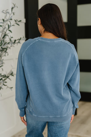 Daily Ease Mineral Wash Pullover in Dusty Blue-Pullovers-Ave Shops-Motis & Co Boutique, Women's Fashion Boutique in Carthage, Missouri