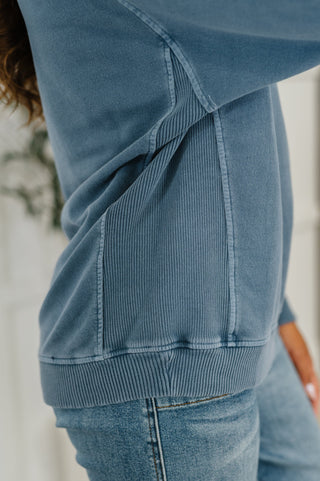 Daily Ease Mineral Wash Pullover in Dusty Blue-Pullovers-Ave Shops-Motis & Co Boutique, Women's Fashion Boutique in Carthage, Missouri