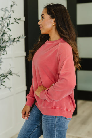 Daily Ease Mineral Wash Pullover in Ruby-Pullovers-Ave Shops-Motis & Co Boutique, Women's Fashion Boutique in Carthage, Missouri