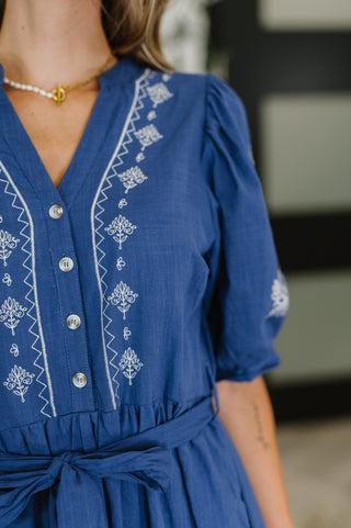 Delicate Devotion Puff Sleeve Dress in Blue-Dresses-Ave Shops-Motis & Co Boutique, Women's Fashion Boutique in Carthage, Missouri