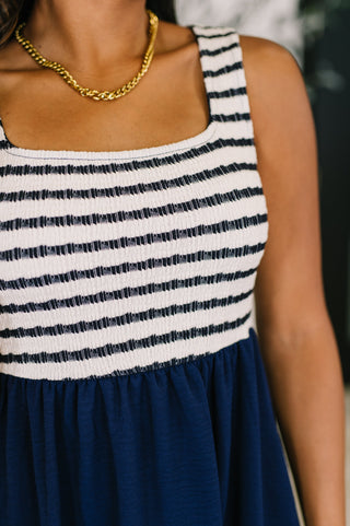 Dockside Darling Midi Dress in Navy-Dresses-Ave Shops-Motis & Co Boutique, Women's Fashion Boutique in Carthage, Missouri