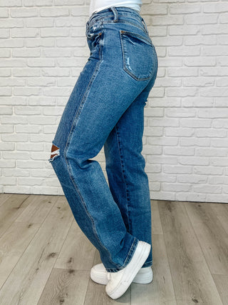 Dylan High Rise Rigid Magic Criss-Cross Waistband Straight Jeans-Womens-Ave Shops-Motis & Co Boutique, Women's Fashion Boutique in Carthage, Missouri