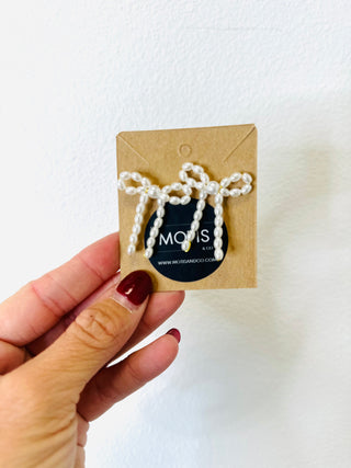 Boaz Bow Pearl Eearrings-Earrings-MOTIS-Motis & Co Boutique, Women's Fashion Boutique in Carthage, Missouri