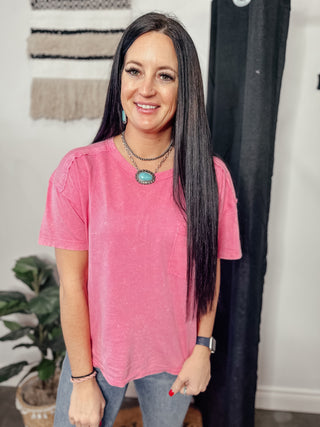 Keep It Simple Pocket Tee Pink-Short Sleeves-Very J-Motis & Co Boutique, Women's Fashion Boutique in Carthage, Missouri