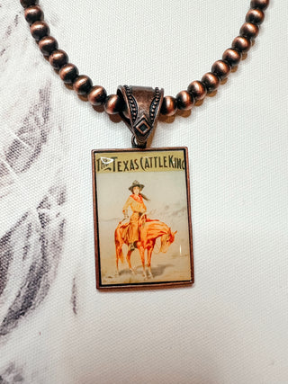 Cattle King Vintage Poster Necklace-Necklaces-Western Elite-Motis & Co Boutique, Women's Fashion Boutique in Carthage, Missouri