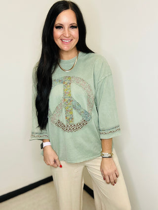 Palmer Peace Patch Top-Short Sleeves-EASEL-Motis & Co Boutique, Women's Fashion Boutique in Carthage, Missouri