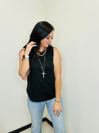 Catalina Casual Black Tank Top-Tanks-Andree-Motis & Co Boutique, Women's Fashion Boutique in Carthage, Missouri