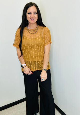 Cowtown Cutesy Sheer Mesh with Tank Saddle-Short Sleeves-2 Fly-Motis & Co Boutique, Women's Fashion Boutique in Carthage, Missouri
