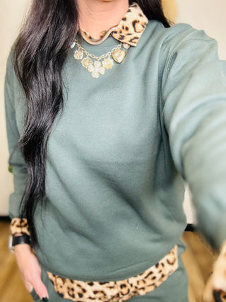 Saige Crew Neck Sweatshirt in Chic Green-Pullovers-Reflex-Motis & Co Boutique, Women's Fashion Boutique in Carthage, Missouri