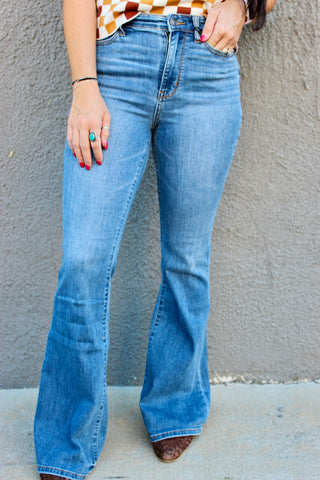 Judy Blue Brock High Rise Flare Jeans-Jeans-Judy Blue-Motis & Co Boutique, Women's Fashion Boutique in Carthage, Missouri