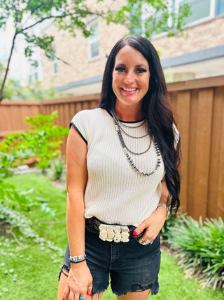 Shania Cream Short Sleeve Sweater Top-Sweaters-blu pepper-Motis & Co Boutique, Women's Fashion Boutique in Carthage, Missouri